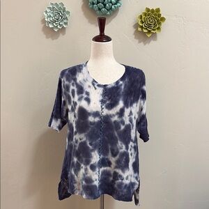 Sundance Tie-Dye Short Sleeve Top - Navy/White XS